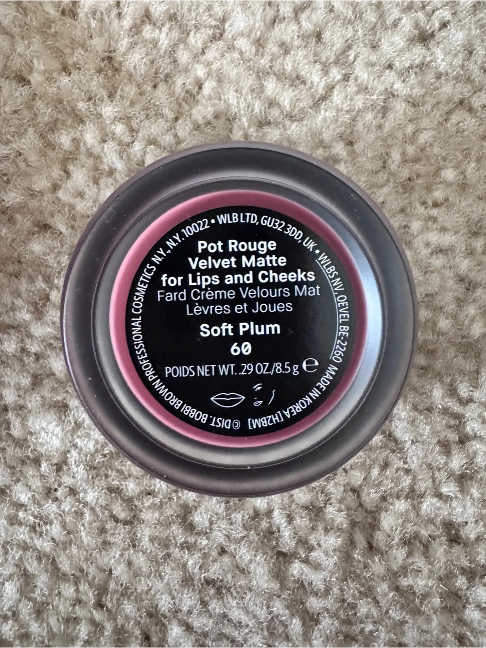 Bobbi Brown Pot Rouge Velvet Matte for Lips and Cheeks 60 Soft Plum